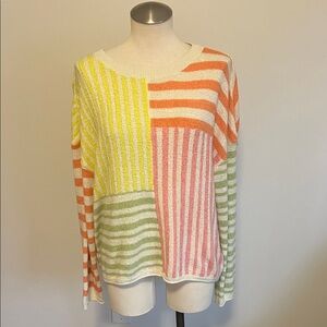 Very J Multicolor Striped Crew Neck Sweater